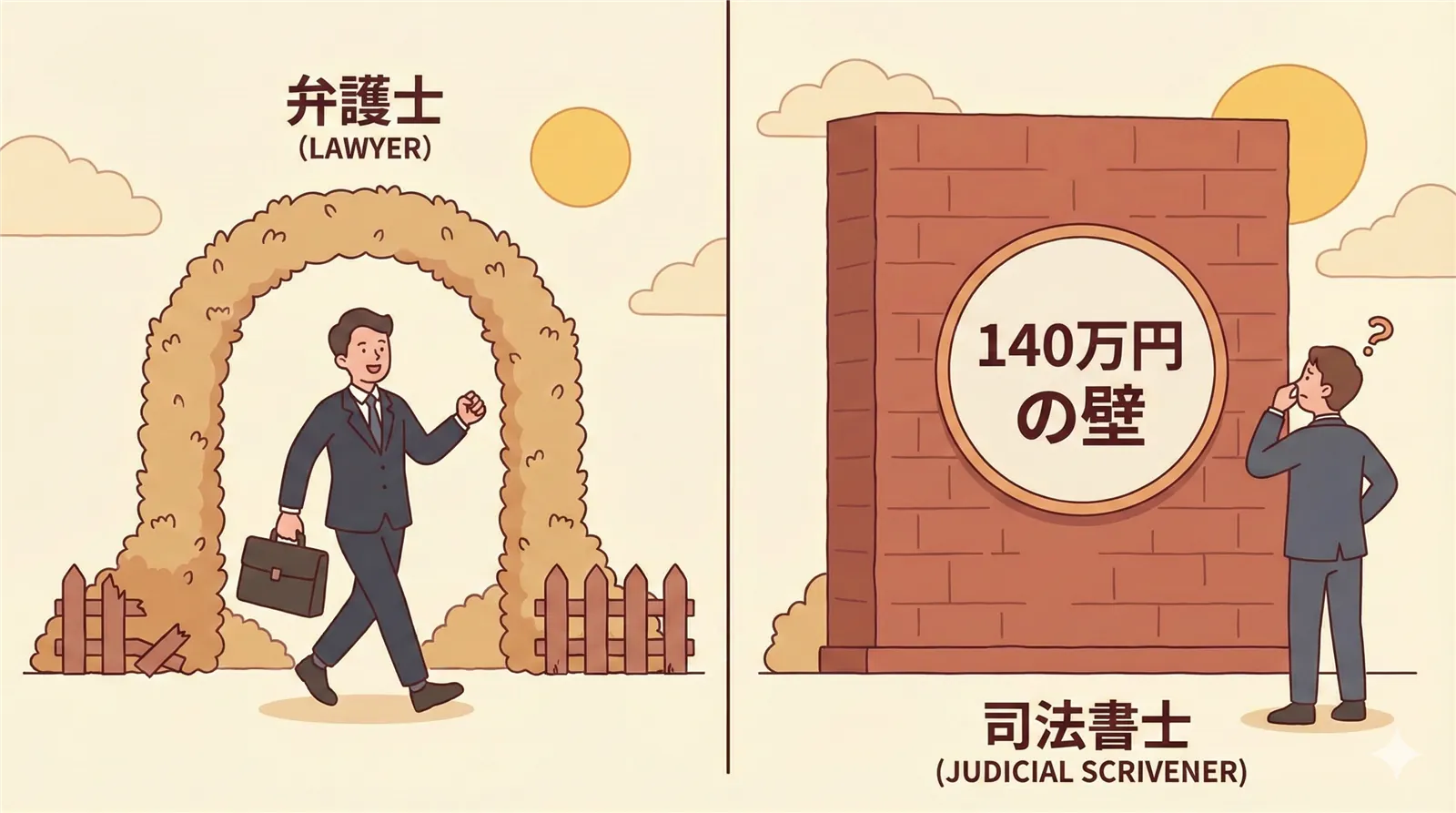 140万円の壁と弁護士・司法書士の違い