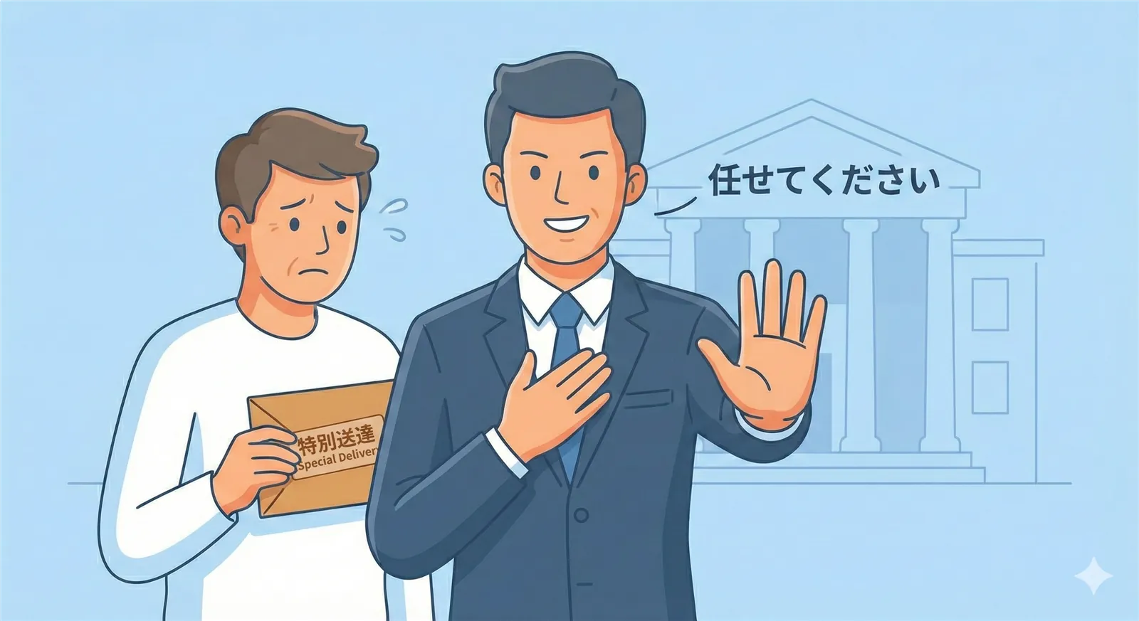 弁護士が依頼者を守り、解決へ導くイメージ