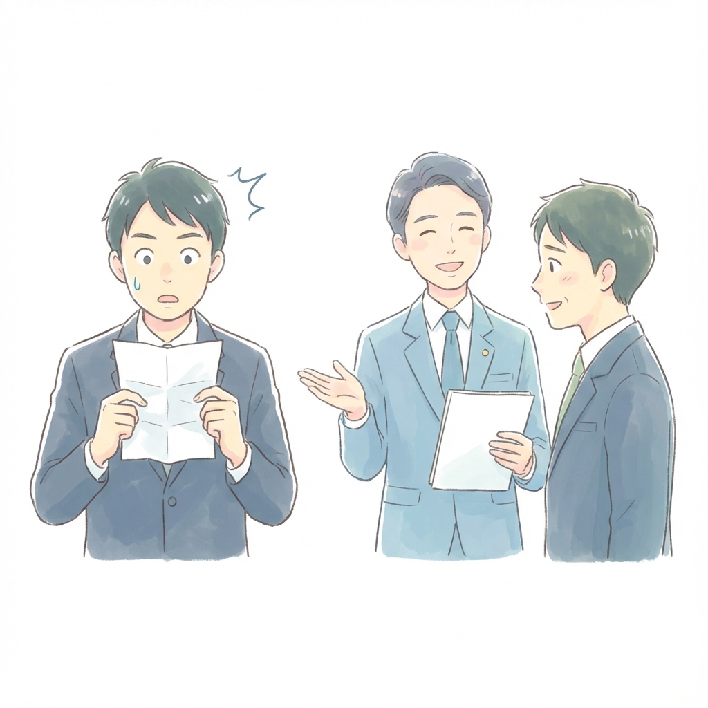 弁護士に相談して安心する男性