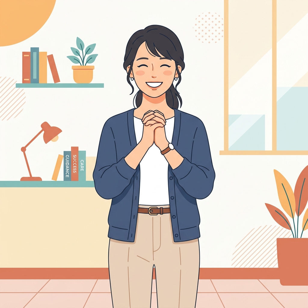 解決して喜ぶ女性