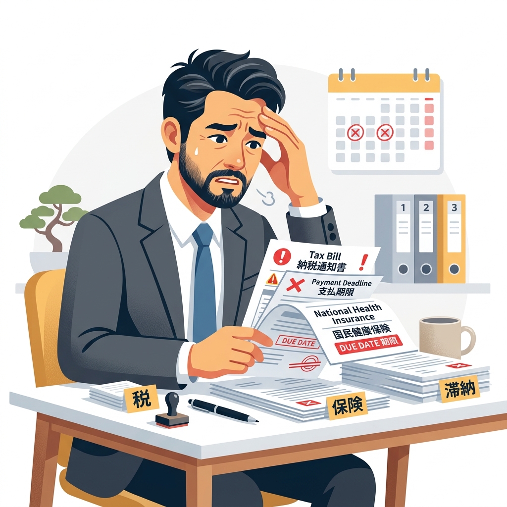 税金の督促に悩む日本人のイメージ